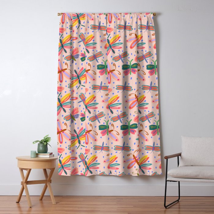 Happy and Colorful Butterflies Illustration Window Curtain Gallery Image 1