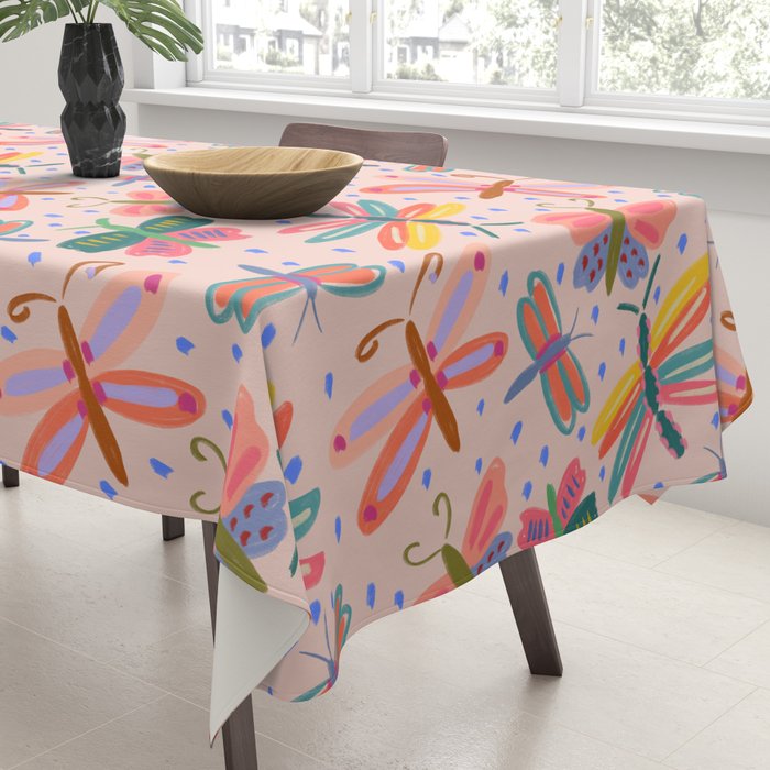 Happy and Colorful Butterflies Illustration Tablecloth Gallery Image 3