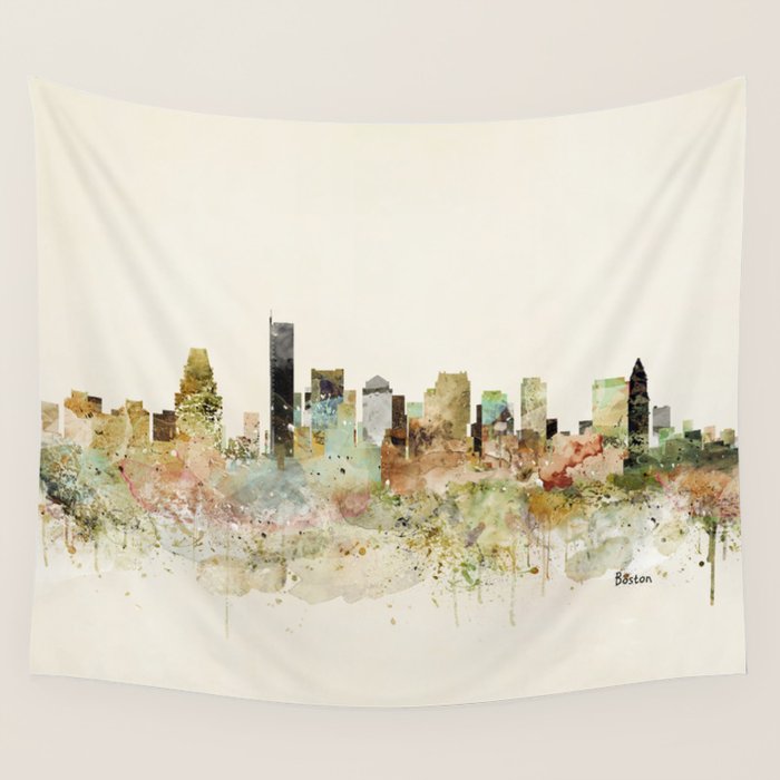 Boston Massachusetts skyline Wall Tapestry Gallery Image 4