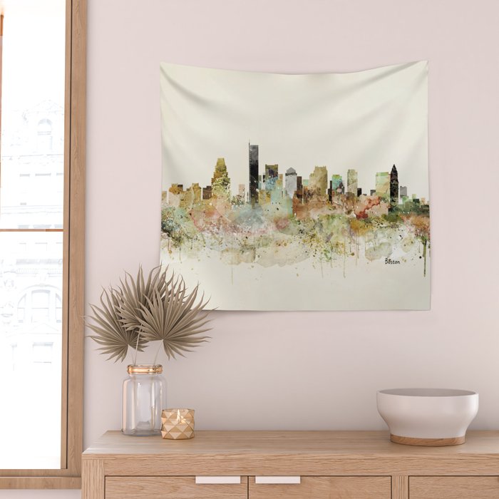 Boston Massachusetts skyline Wall Tapestry Gallery Image 2