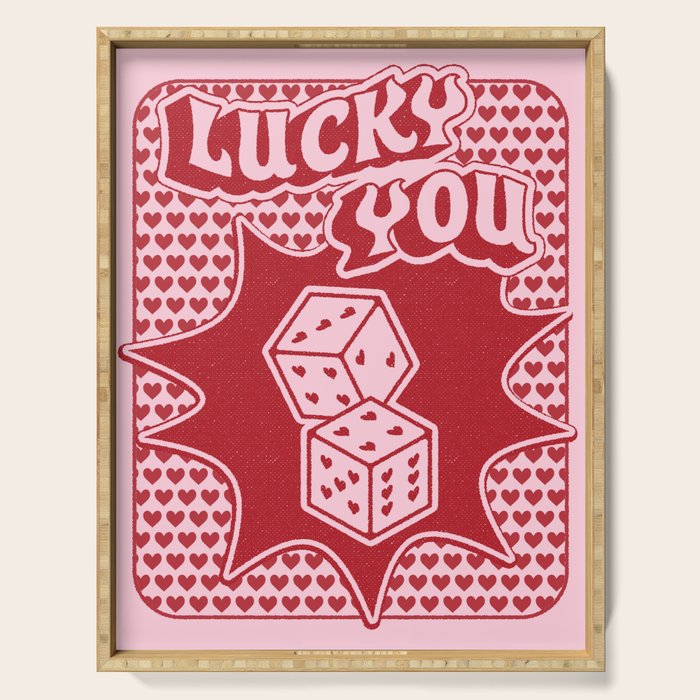 Lucky You Dice in Pink and Red Serving Tray Gallery Image 1