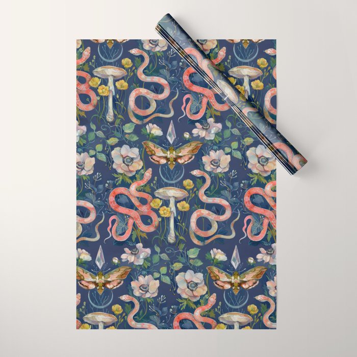 Snake Moth Mushroom  Wrapping Paper Gallery Image 1