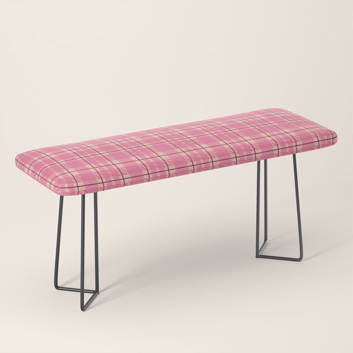 Rustic Pink Tartan Plaid Bench Gallery Image 1