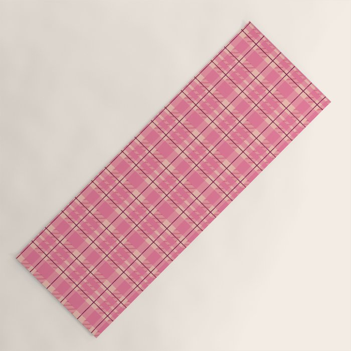Rustic Pink Tartan Plaid Yoga Mat Gallery Image 1