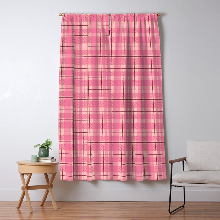 Rustic Pink Tartan Plaid Window Curtain Gallery Image 1