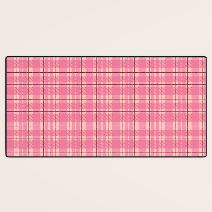 Rustic Pink Tartan Plaid Desk Mat Gallery Image 3