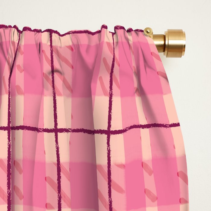 Rustic Pink Tartan Plaid Window Curtain Gallery Image 2