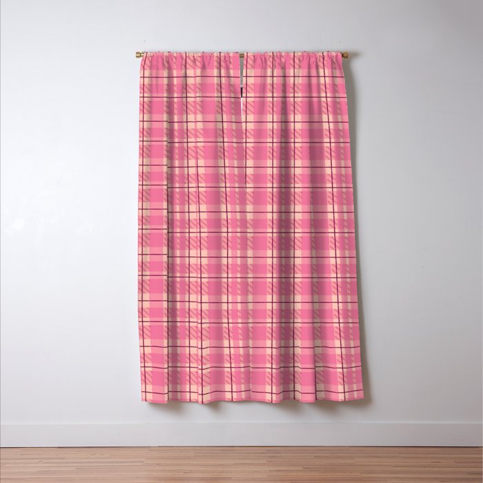 Rustic Pink Tartan Plaid Window Curtain Gallery Image 3