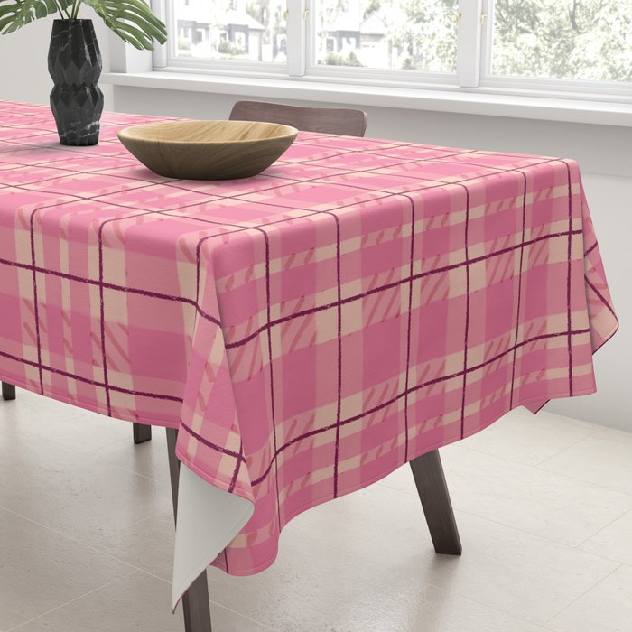 Rustic Pink Tartan Plaid Tablecloth Gallery Image 3