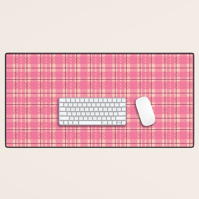 Rustic Pink Tartan Plaid Desk Mat Gallery Image 1