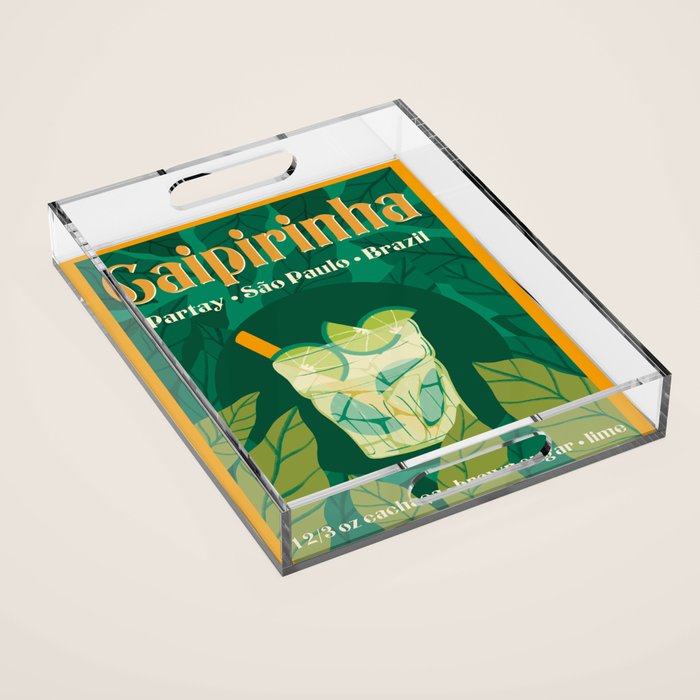 Cairpirinha Vintage Cocktail Design Acrylic Tray Gallery Image 1