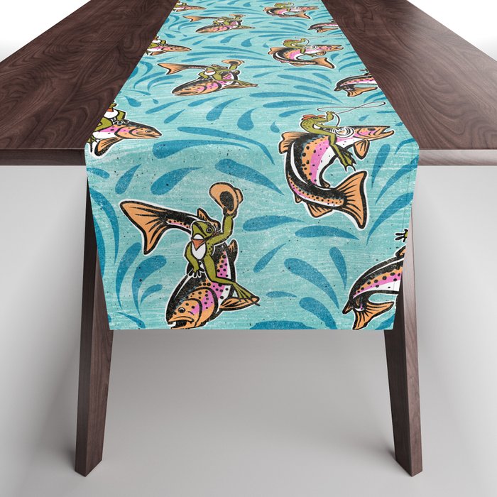 Rodeo Frogs - Aqua Table Runner Gallery Image 1