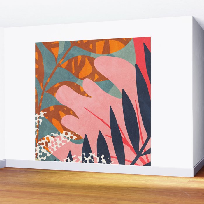 Abstract Boho Tropical Foliage 2 Wall Mural Gallery Image 2