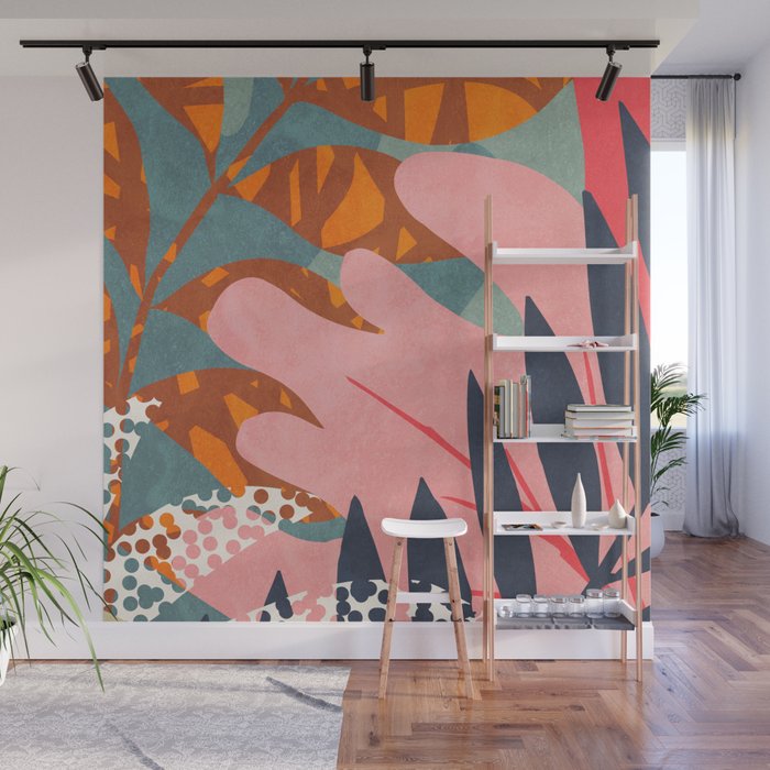 Abstract Boho Tropical Foliage 2 Wall Mural Gallery Image 1