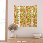 Retro Floral Stripe 60s 70s Aesthetic Pattern in Avocado Orange Brown Wall Tapestry Gallery Image 2