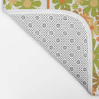 Retro Floral Stripe 60s 70s Aesthetic Pattern in Avocado Orange Brown Bath Mat Gallery Image 2