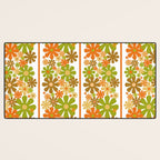 Retro Floral Stripe 60s 70s Aesthetic Pattern in Avocado Orange Brown Desk Mat Gallery Image 3