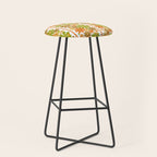 Retro Floral Stripe 60s 70s Aesthetic Pattern in Avocado Orange Brown Stool Gallery Image 1