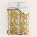 Retro Floral Stripe 60s 70s Aesthetic Pattern in Avocado Orange Brown Duvet Cover Gallery Image 6