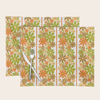 Retro Floral Stripe 60s 70s Aesthetic Pattern in Avocado Orange Brown Placemat Gallery Image 1