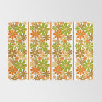 Retro Floral Stripe 60s 70s Aesthetic Pattern in Avocado Orange Brown Rug Gallery Image 2