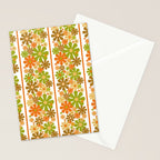 Retro Floral Stripe 60s 70s Aesthetic Pattern in Avocado Orange Brown Stationery Card Gallery Image 2