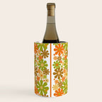 Retro Floral Stripe 60s 70s Aesthetic Pattern in Avocado Orange Brown Wine Chiller Gallery Image 1