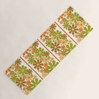 Retro Floral Stripe 60s 70s Aesthetic Pattern in Avocado Orange Brown Yoga Mat Gallery Image 1