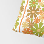 Retro Floral Stripe 60s 70s Aesthetic Pattern in Avocado Orange Brown Pillow Sham Gallery Image 4