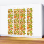 Retro Floral Stripe 60s 70s Aesthetic Pattern in Avocado Orange Brown Wall Mural Gallery Image 2