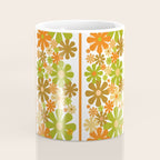 Retro Floral Stripe 60s 70s Aesthetic Pattern in Avocado Orange Brown Coffee Mug Gallery Image 4