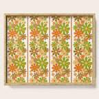 Retro Floral Stripe 60s 70s Aesthetic Pattern in Avocado Orange Brown Serving Tray Gallery Image 1