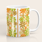 Retro Floral Stripe 60s 70s Aesthetic Pattern in Avocado Orange Brown Coffee Mug Gallery Image 1