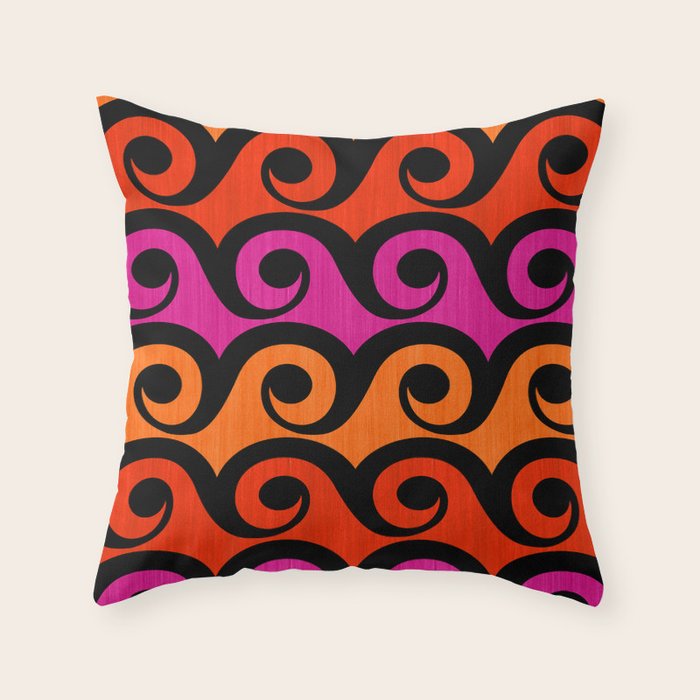 Surf's Up Waves Colorful Pattern  Throw Pillow Gallery Image 6