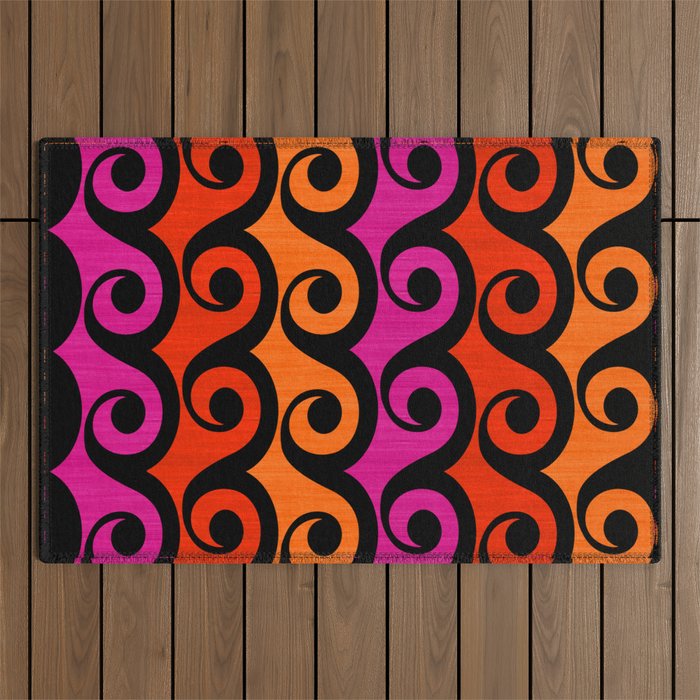 Surf's Up Waves Colorful Pattern  Outdoor Rug Gallery Image 1