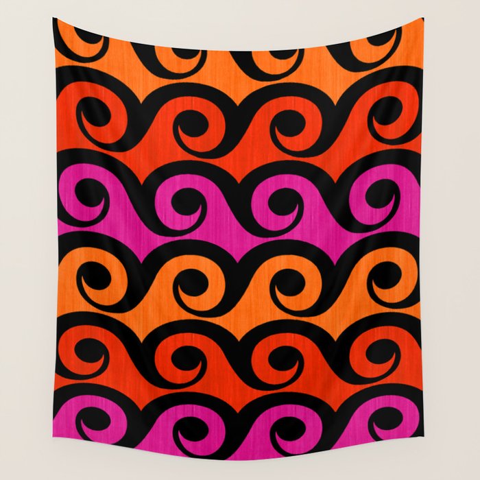 Surf's Up Waves Colorful Pattern  Wall Tapestry Gallery Image 4