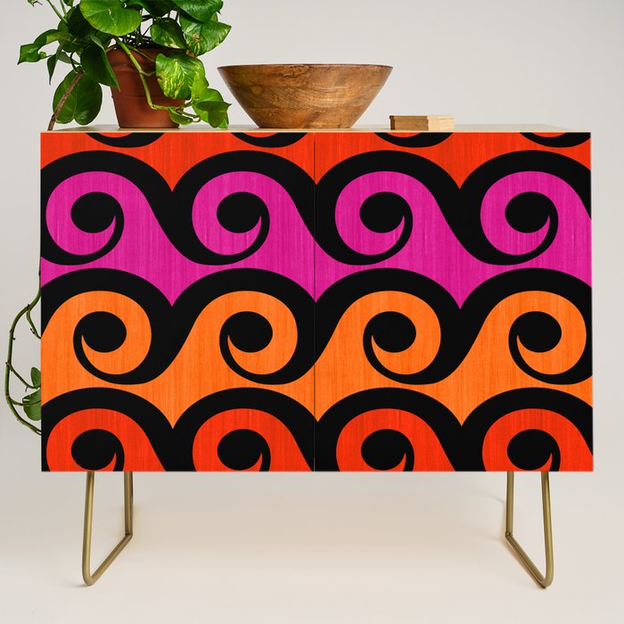Surf's Up Waves Colorful Pattern  Credenza Gallery Image 1