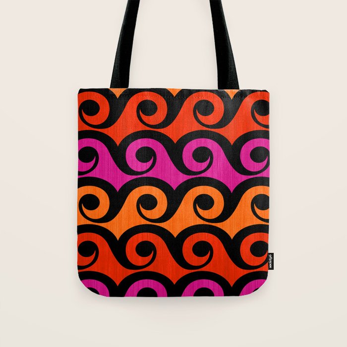 Surf's Up Waves Colorful Pattern  Tote Bag Gallery Image 1