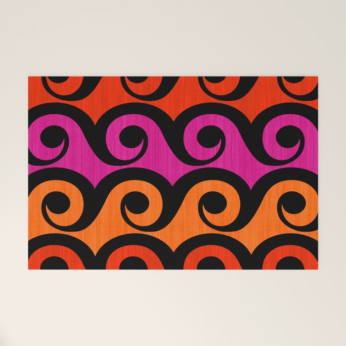 Surf's Up Waves Colorful Pattern  Welcome Mat Gallery Image 1