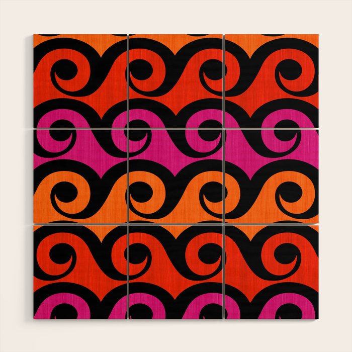 Surf's Up Waves Colorful Pattern  Wood Wall Art Gallery Image 1