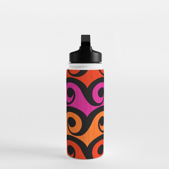 Surf's Up Waves Colorful Pattern  Water Bottle Gallery Image 3