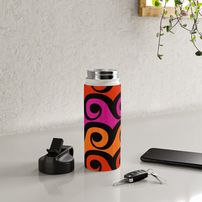 Surf's Up Waves Colorful Pattern  Water Bottle Gallery Image 4