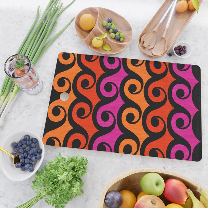 Surf's Up Waves Colorful Pattern  Cutting Board Gallery Image 2