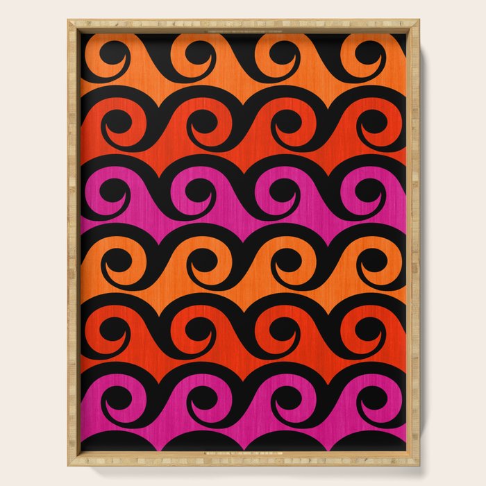 Surf's Up Waves Colorful Pattern  Serving Tray Gallery Image 1