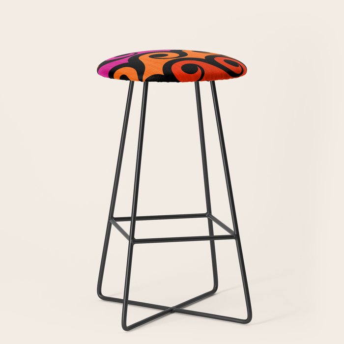 Surf's Up Waves Colorful Pattern  Stool Gallery Image 1