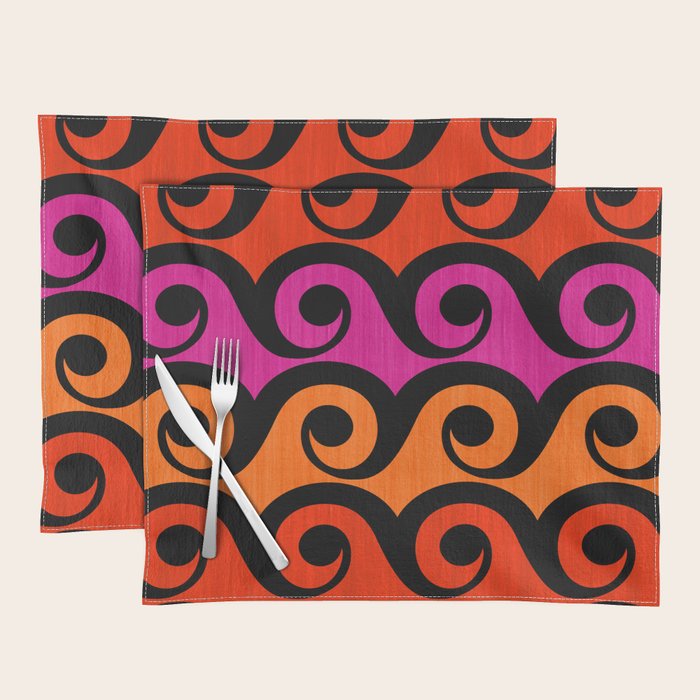 Surf's Up Waves Colorful Pattern  Placemat Gallery Image 1