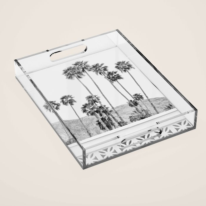 Breeze Block - Palm Springs Black and White Photography Acrylic Tray Gallery Image 1