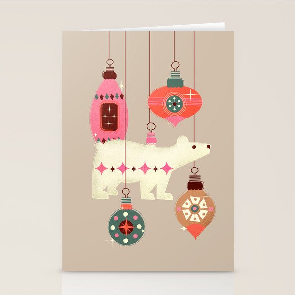 Festive Baubles With A Polar Bear Stationery Card Gallery Image 2