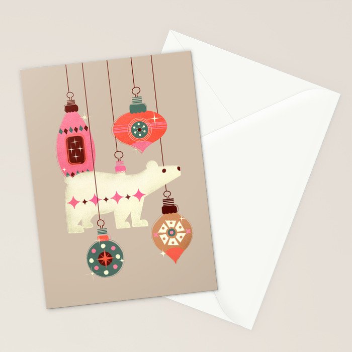 Festive Baubles With A Polar Bear Stationery Card Gallery Image 2