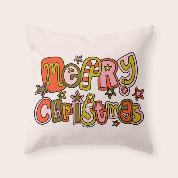 Merry Christmas Doodle Throw Pillow Gallery Image 6